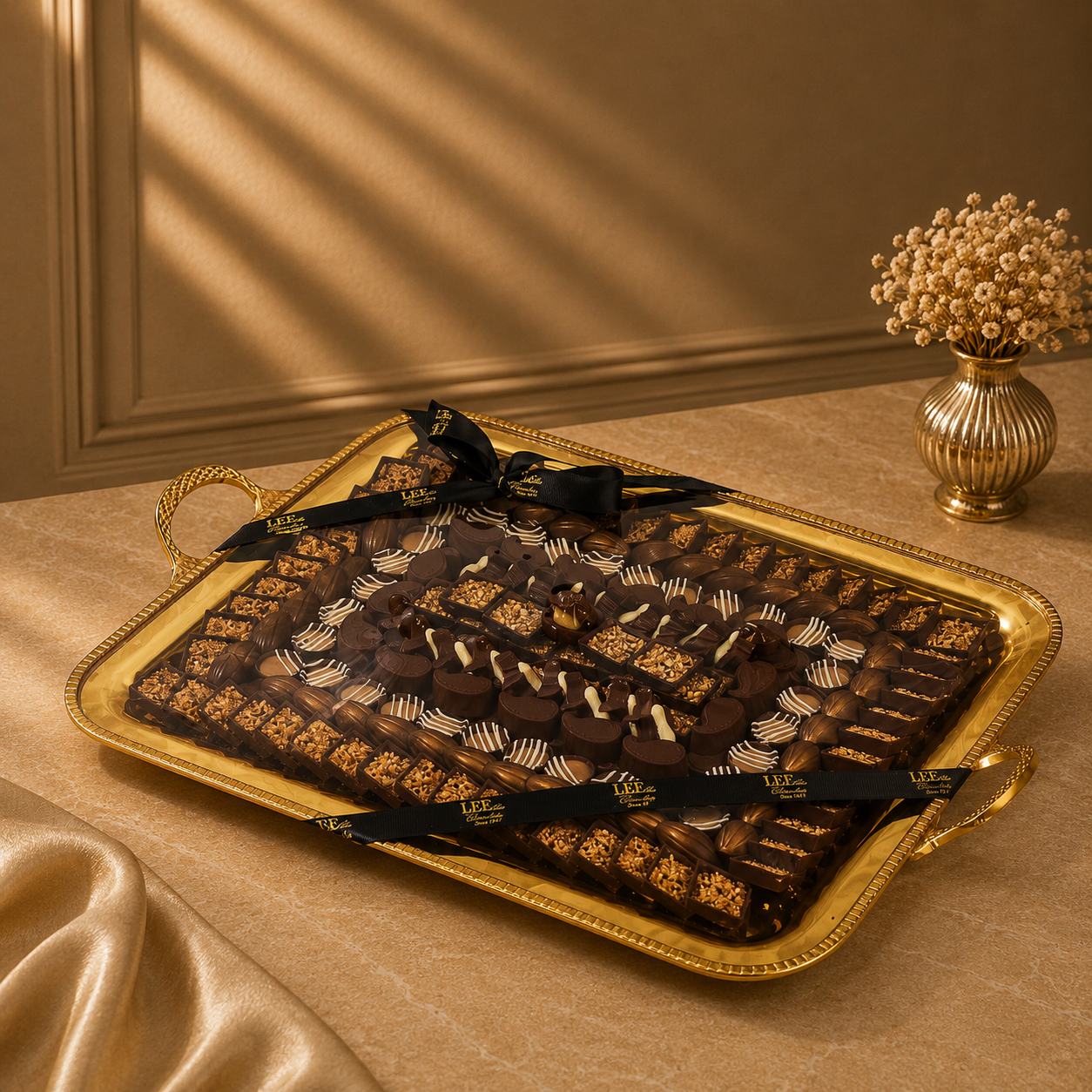 Morelli Gold Tray - Mix Chocolate