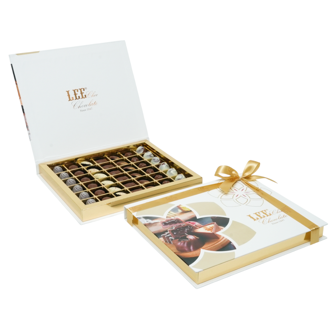Assorted Fresh Chocolate Box (White and Gold)  — علبة شوكولاتة طازجة مشكلة
