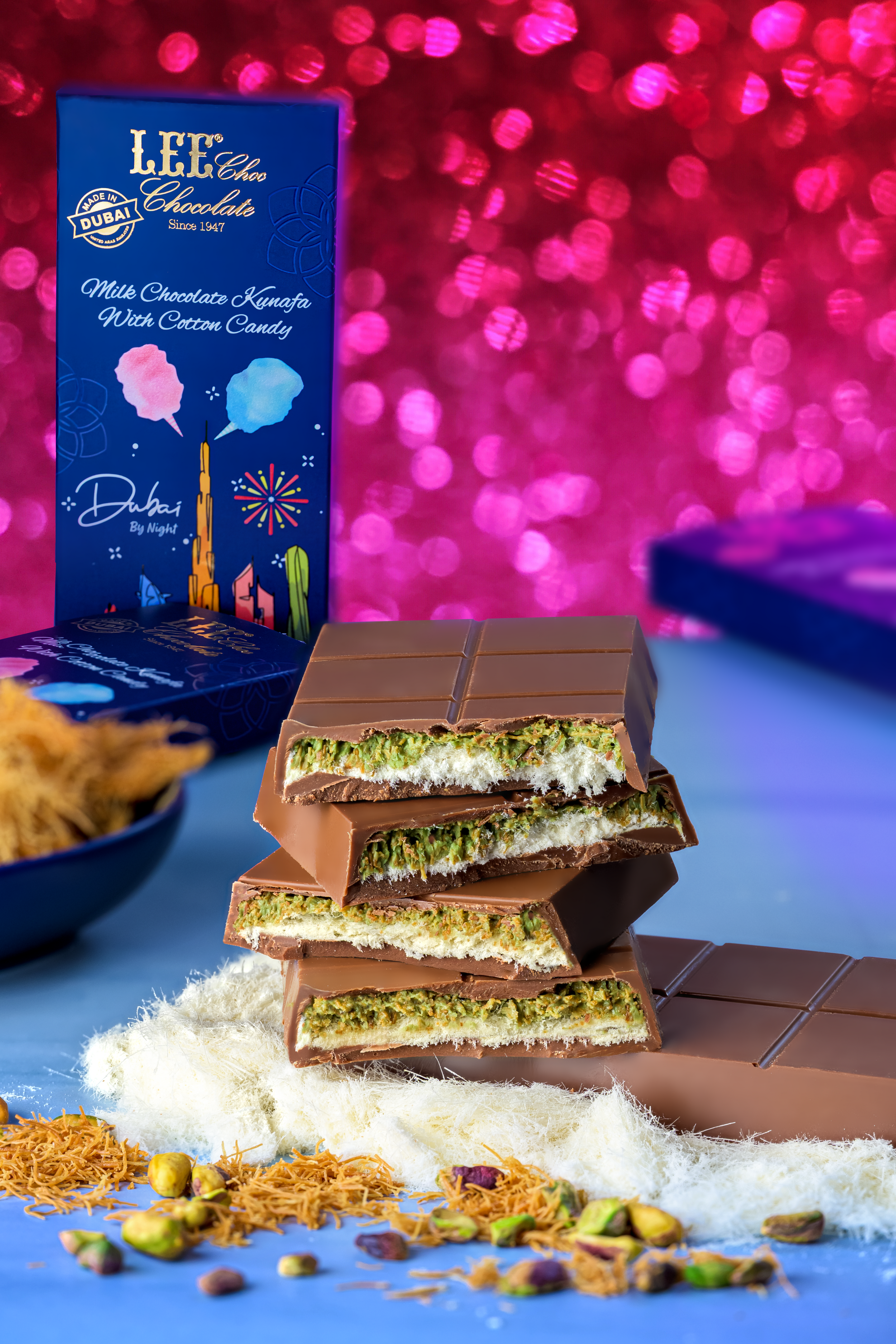 Cotton Candy Kunafa Chocolate Bar 160G — لوح شوكولاتة كنافة غزل البنات 160 جرام